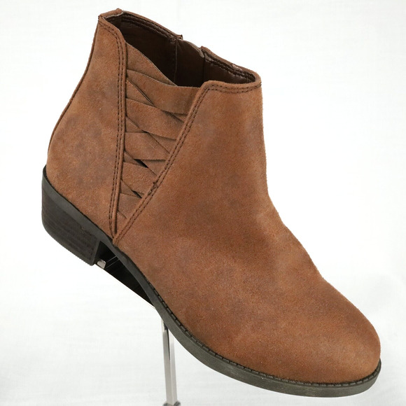 Carlos Santana Boots Womens 5.5 M Brown Faux Suede Booties Side Zip Heels New - Picture 1 of 13